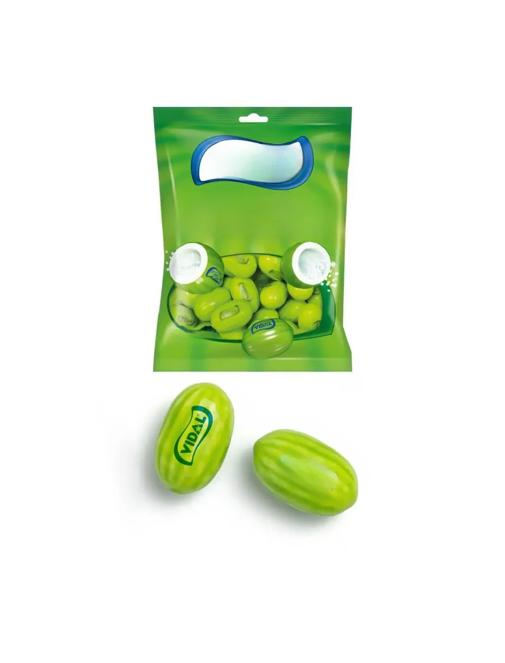 Melões glassy 14 sacos de goma 100g-melon-aromatizado que escondem um enchimento ácido que é