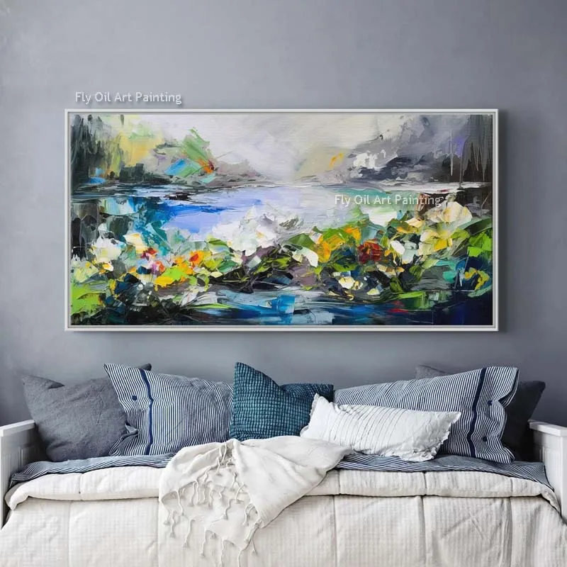 

Abstract Spring Flowers Oil Painting On Canvas Hand Painted Expressionism Painting Large Nature Landscape Wall Art For Home