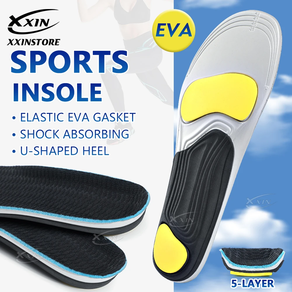 【Xxin】EVA Sports Insoles Men Women Elastic Running Shock Absorbing Insoles Size 35-46