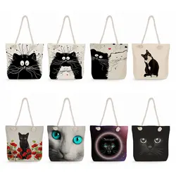 Cartoon Creative Cat Print Shopping Bags designer stile giapponese borse da donna di grande capacità borse riutilizzabili ecologiche portatili