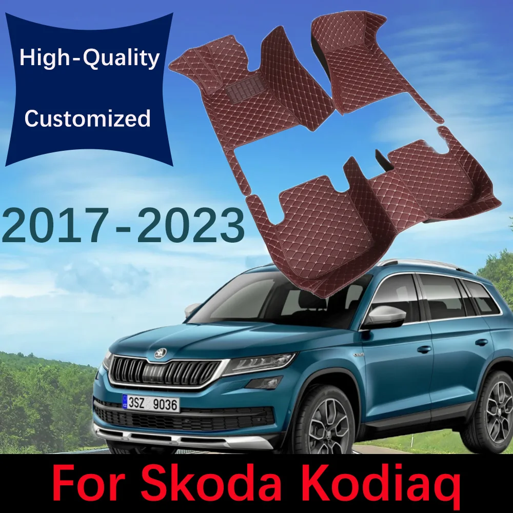 

Leather Car Floor Mats For Skoda Kodiaq NS7 2017 2018 2019 2020 2021 2022 2023 Seven Seat Automobile Carpet Rugs Foot Pads