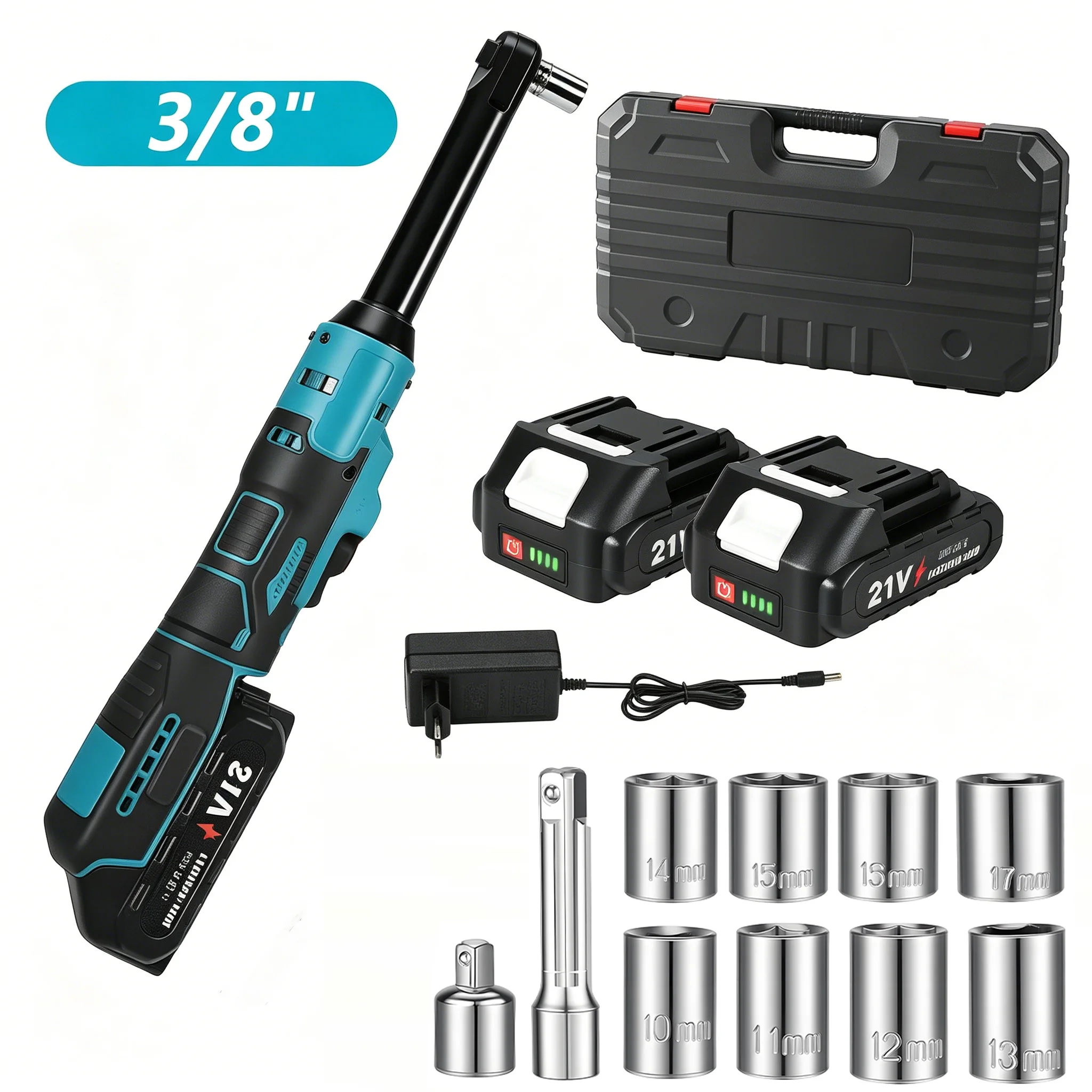 80 Nm Ratchet Wrench 3/8-inch Cordless Electric Wrench 400 RPM High Torque Brushless Electric Ratchet Rechargeable Angle Wrench Automotive Repair Tool