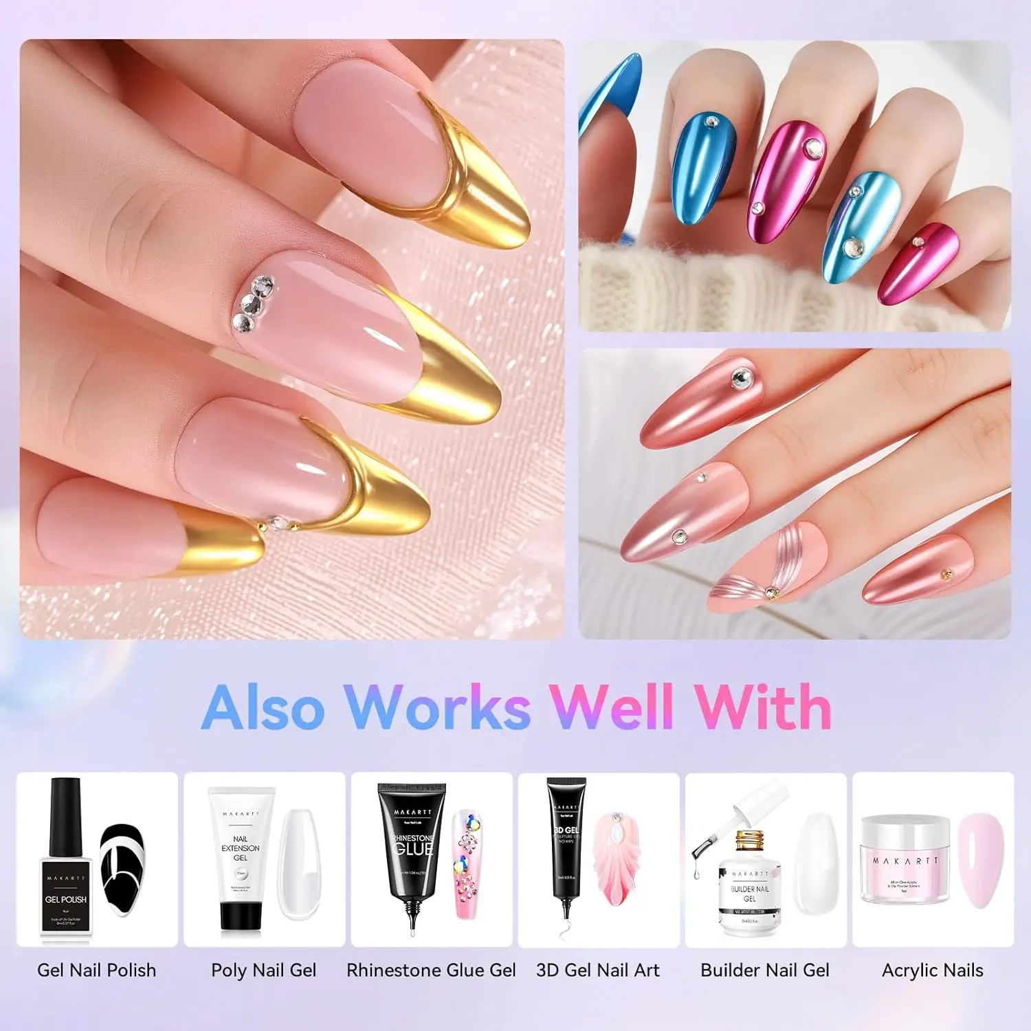 Makartt No Wipe Gel Top Coat for Chrome Nail Powder - Clear High Gloss Mirror Shine Top Coat Gel Nail Polish, Long Lasting Soak