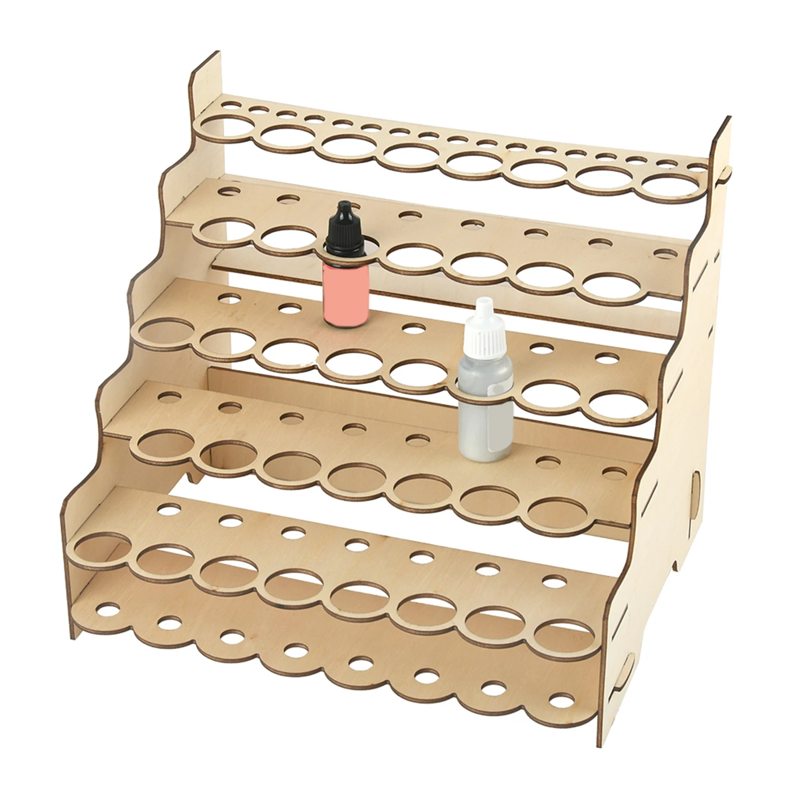 Wooden Pigment Paint Bottle Rack DIY Multi-layer Pigment Rack DIY Pigments Shelf with Multiple Slots Model Paint Organizer