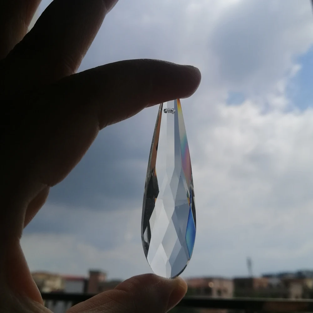 Camal 2PCS Clear 63mm Grid Long Strip Drop K9 Crystal Pendant Prisms Part SunCatcher Lamp Lighting Chandelier Hanging Home Decor