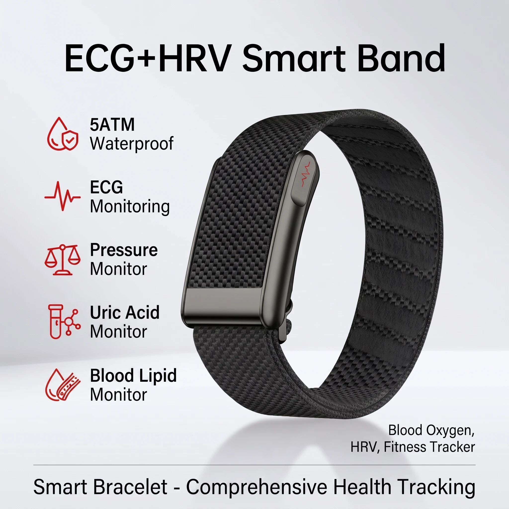 ECG+HRV Smart Band 5ATM Waterproof Blood Oxygen Pressure Uric Acid Blood Lipid Monitor Fitness Tracker Smart Bracelet 2026 New