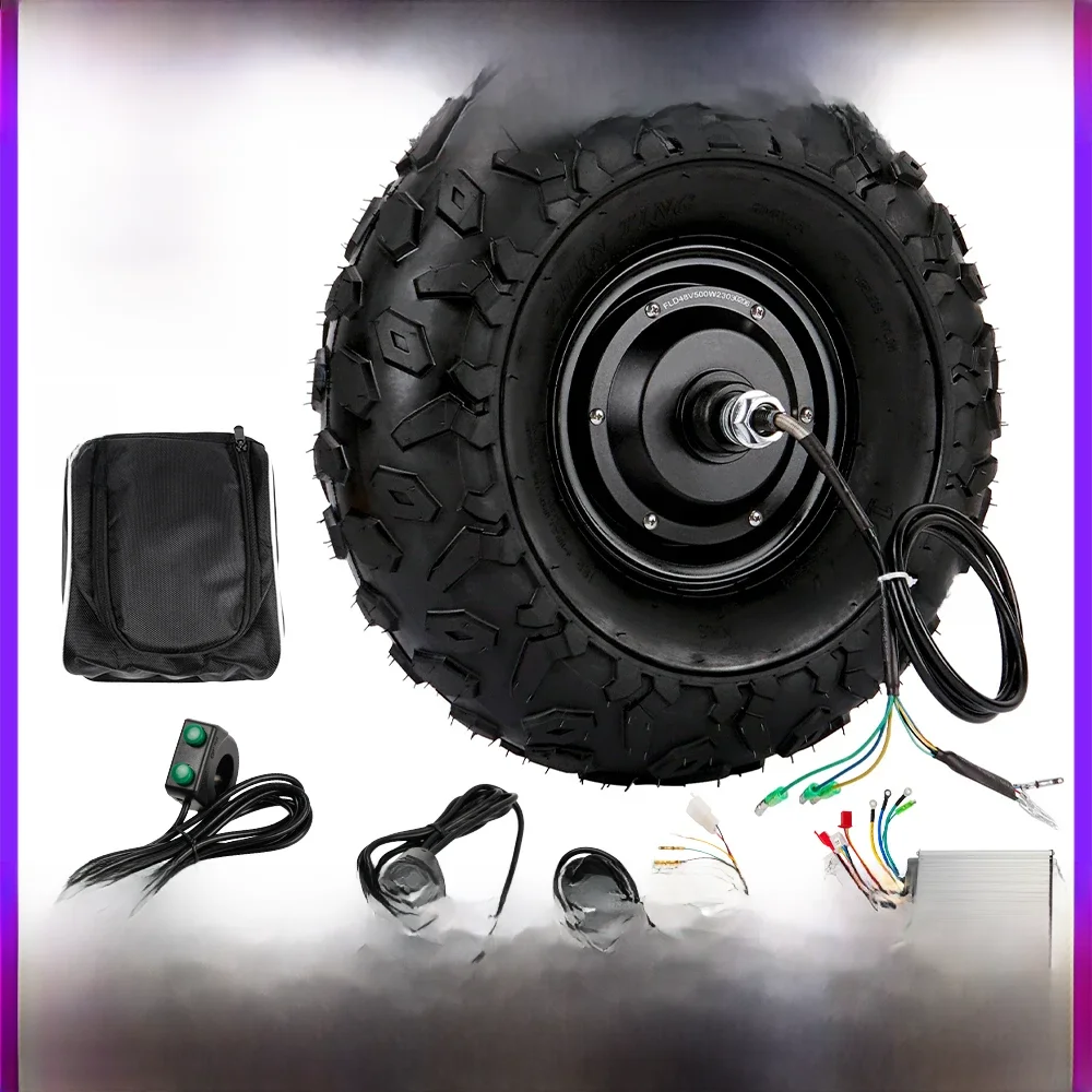 Elektrische Kruiwagen 14.5 Inch 24V 36V 48V 350W 500W Elektrische Versnelling Naaf Motor Kit Hoog Koppel Borstelloos Wiel Met Off-Road - afbeelding 2
