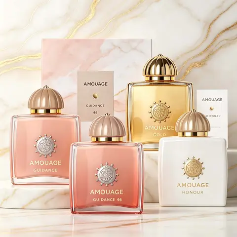 Amouage Classic Women's Fragrance Collection | Warm Woody / Rose Floral / Gourmand Amber / Elegant White Floral — 3.4 oz (100 ml). High-end Middle Eastern Women's Fragrance; Ideal for Gifting to a Partner or for Fragrance Collecting.