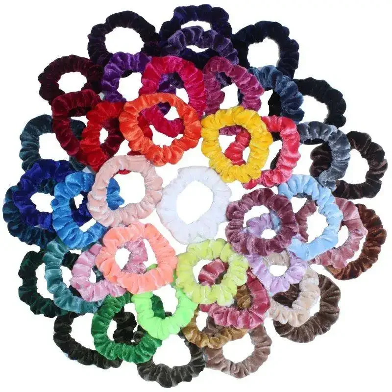 Lot de 10 ou 6 chouchous pour cheveux en velours pour fille, bandes de cheveux élastiques, couvre-chef, support de queue de cheval, ensemble d'accessoires de cheveux, solide, sans pli