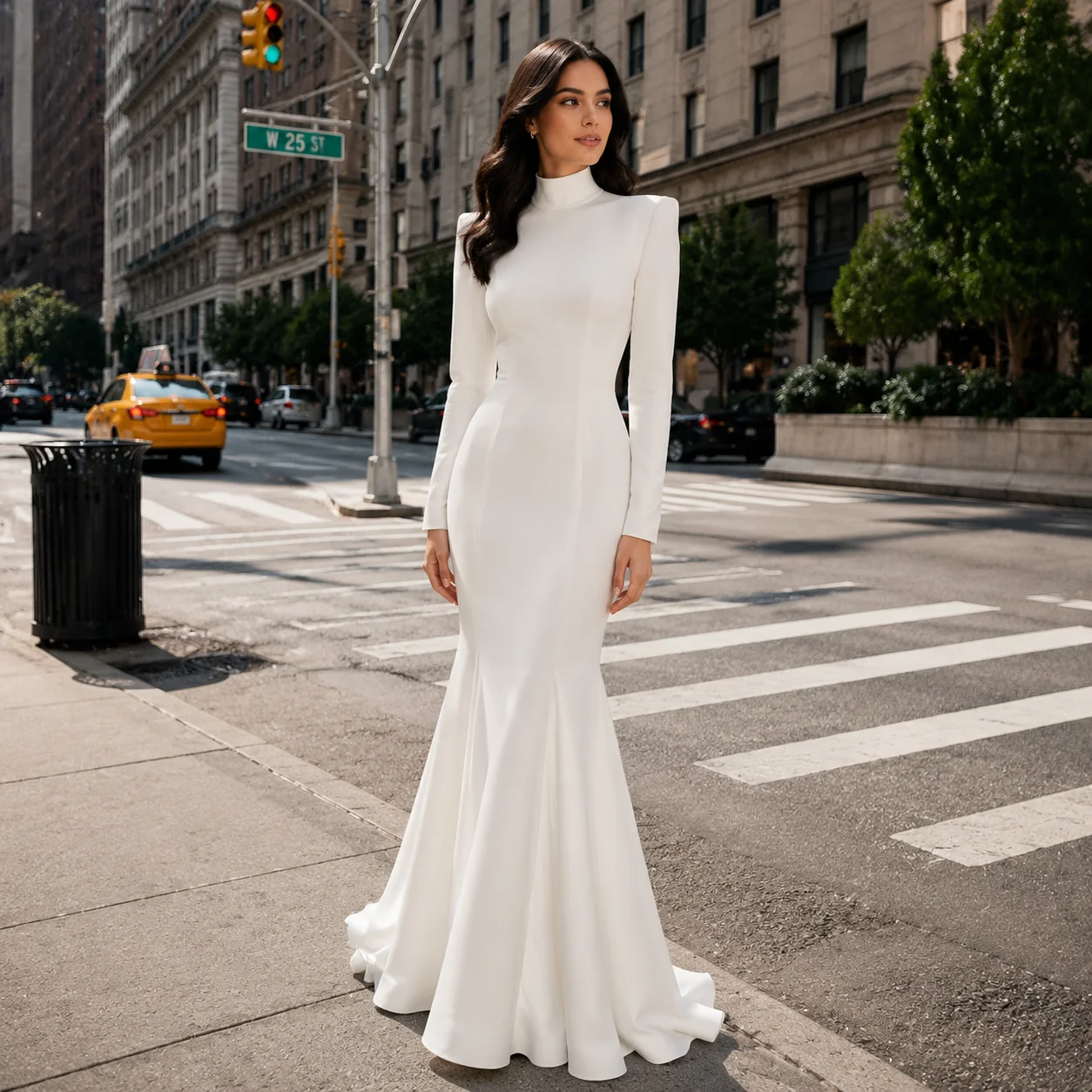 Msikoods Muslim Long Sleeves Wedding Dresses 2026 Long Sleeves Mermaid Bridal Dresses Modest Wedding Brides Gown Customized