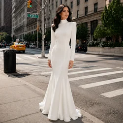 Msikoods Muslim Long Sleeves Wedding Dresses 2026 Long Sleeves Mermaid Bridal Dresses Modest Wedding Brides Gown Customized