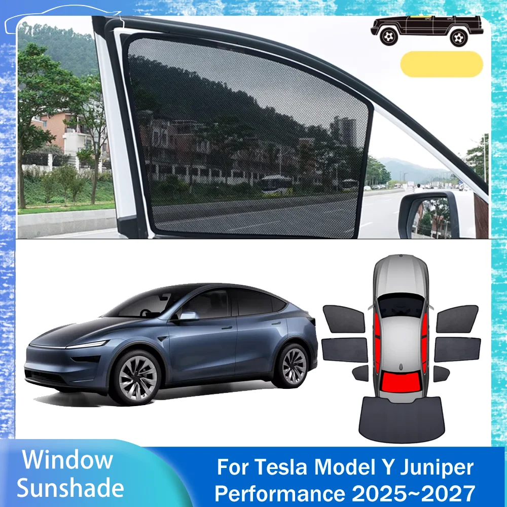 

For Tesla Model Y Juniper 2025~2027 2026 Car Magnetic Mesh Privacy Sunshade Side Window Sun Shade UV Protection Sun Accessories