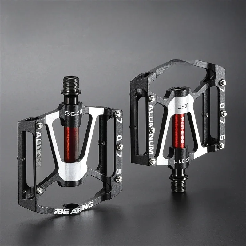 AliExpress West Biking WEST BIKING 3 Bearing Bicycle Pedal CNC Aluminum Alloy Anti Slip MTB Road Bike Pedal Widen Pedals Profession Bike Accessories
