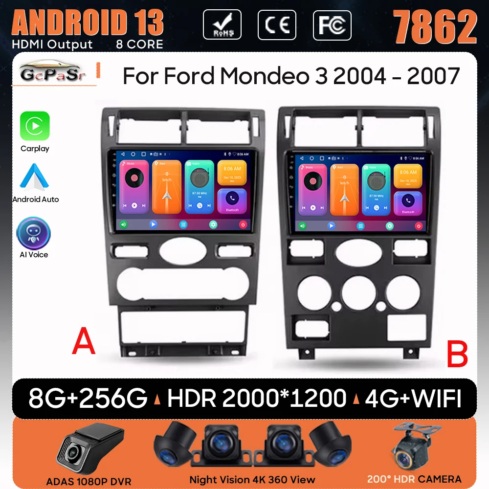 

Автомобильный радиоприемник Android 13 для Ford Mondeo 3 2004 - 2007 навигация GPS Carplay Android автомобильный мультимедийный плеер стерео 2din Dash DVD