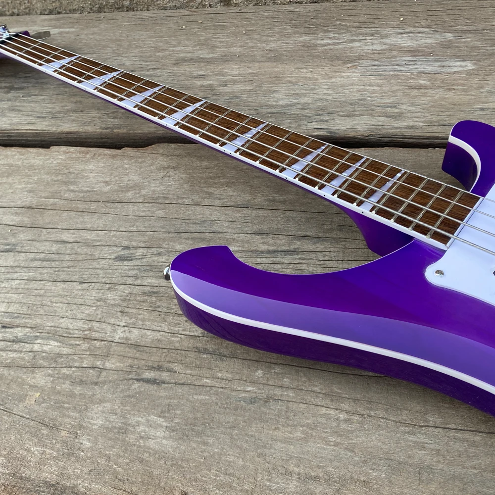 4003 Electric Bass Guitar, Transparent Purple, Basswood Body, Maple Neck, Upgrade Adjustable Bridge Available, Free Shipping