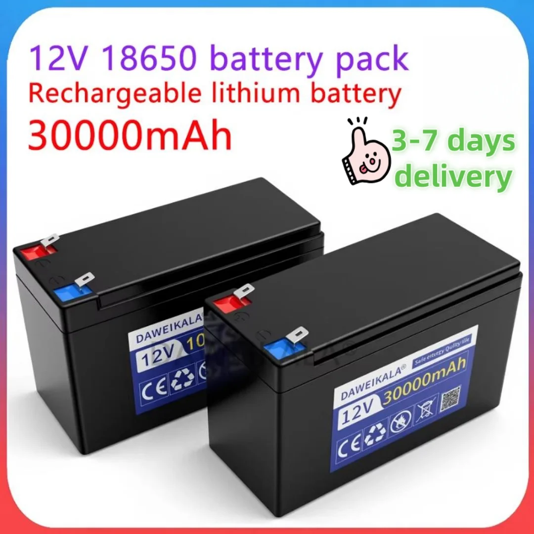 12V 30Ah 18650 Lithium-Akkupack mit integriertem 30A BMS und 3A Ladegerät, Hochstrom-Akku für Sprühgeräte, Kinder-Elektroautos, Solarsysteme, Plug & Play