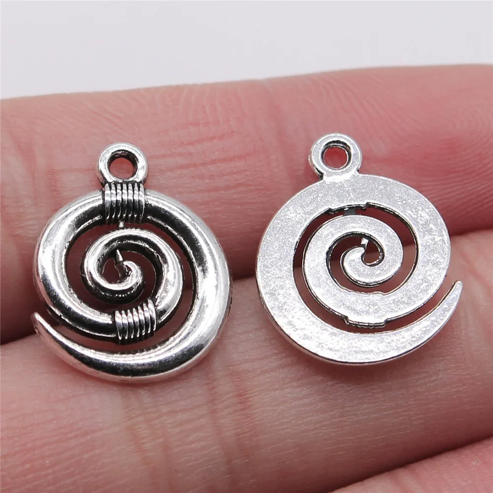 WYSIWYG 10 sztuk tybetański srebrny kolor spirali Swirl Charms zawieszki koraliki do tworzenia biżuterii ustalenia 19x15mm — zdjęcie 2