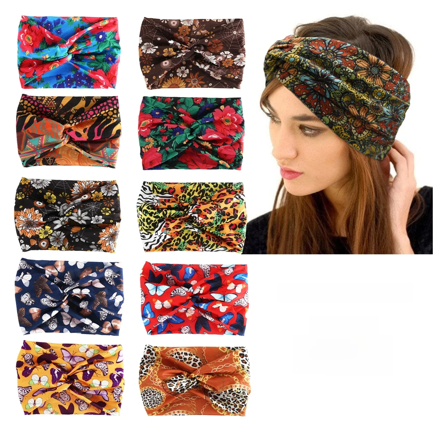 AliExpress vividsun Printed Wide Elastic Headband Pilates Yoga  Running Cycling Hairband Turban Makeup Hair Hoop Makeup Headwrap for Women Girl