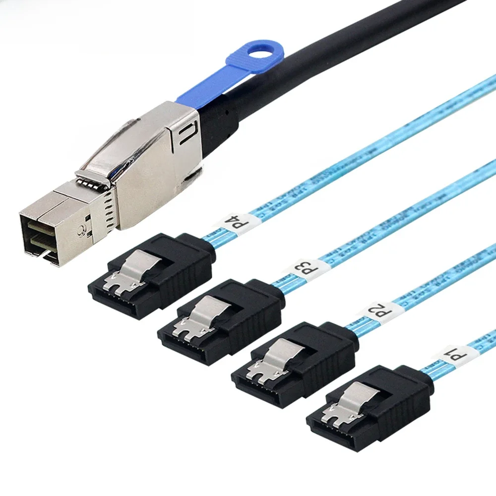 LONRIONSAS # Zewnętrzny kabel Mini SAS HD SFF-8644 do 4-portowego SATA 7P żeńskiego złącza do dysków twardych, serwerów danych i RAID. — zdjęcie produktu 6