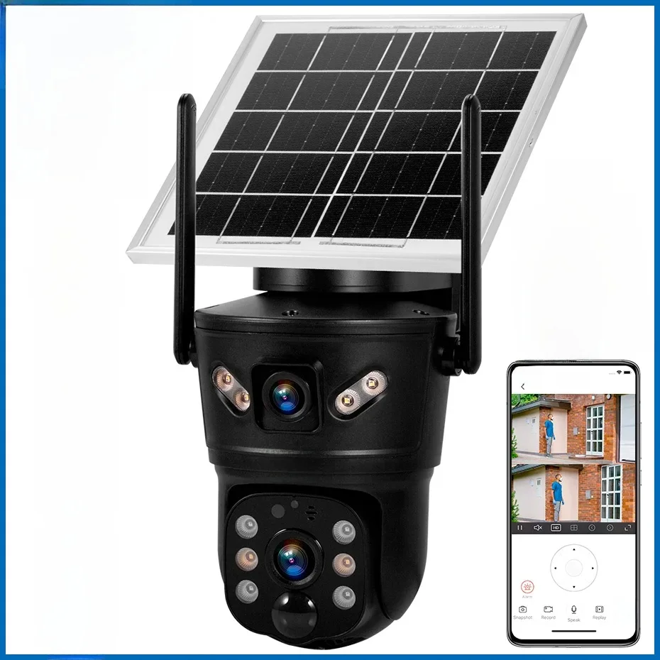 CORINA Outdoor Waterdichte 6MP 4G SIM WIFI Solar Camera Dual Lens Camera Zonnepaneel Home Security CCTV Video surveillance V380pro - afbeelding 2