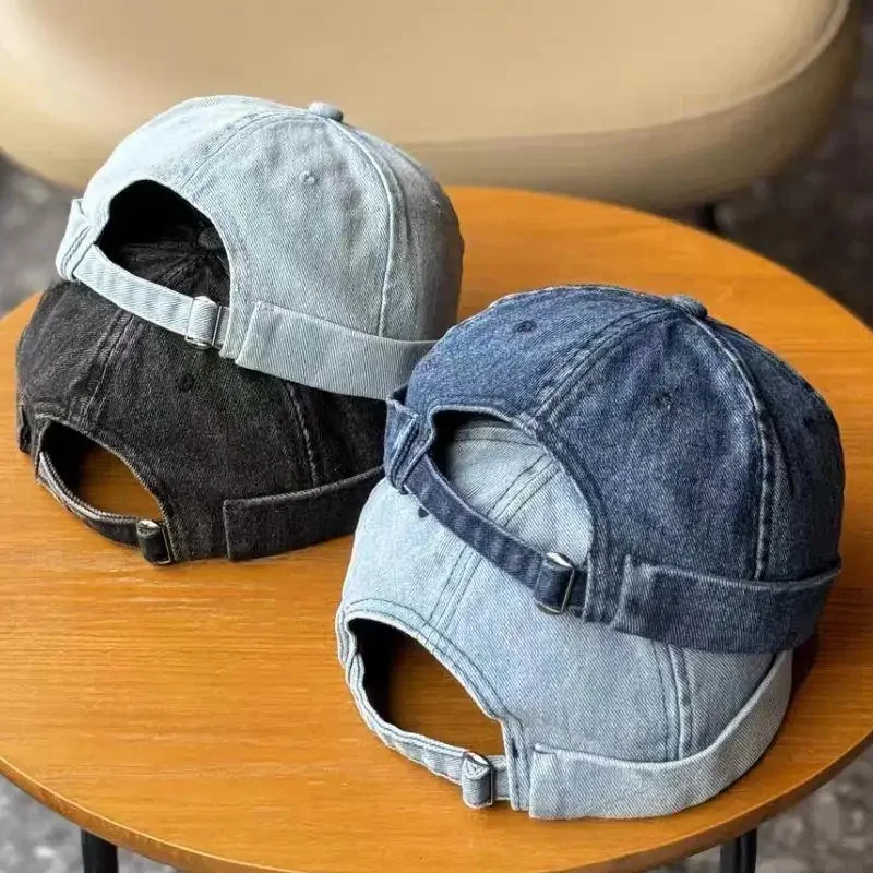 Casquette Docker en Denim sans bords, chapeau solide, couleur unie, casquette de marin, bonnet seau pour hommes et femmes, chapeau de papa réglable