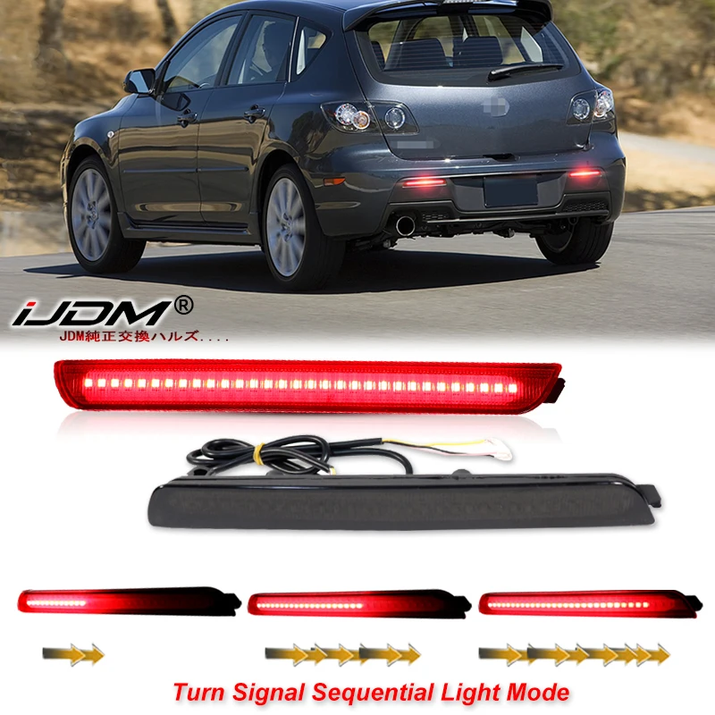 2x LED Rear Bumper Reflector Tail Light Red For 2004 - 2009 Mazda 3 For Tail/Brake,Turn Signal Lights & Rear Fog Lamps