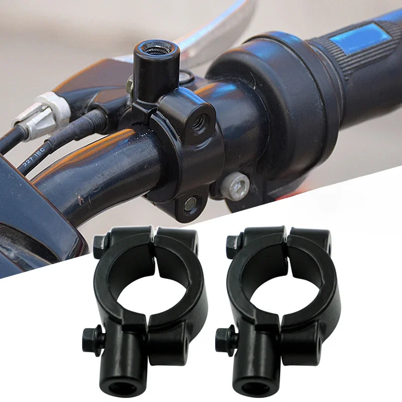 2 pièces 22mm guidon 10mm 8mm filetage universel moto miroir montage pince rétroviseur support adaptateur noir pince Base