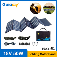 Gaiaray 18V 50W Solar Panel Portable Fold Bag With USB DC Output Portable Charger Folding Solar Panel for Camping Power Station