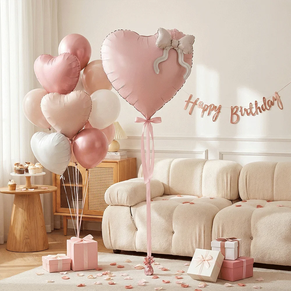 1/2/5 pièces 22 pouces Coquette rose coeur feuille ballons à hélium nœud papillon mariage bébé douche anniversaire saint valentin fête décorations