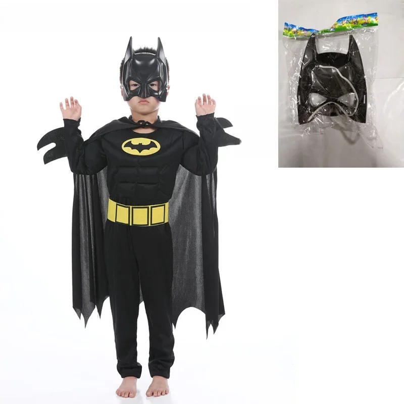 Combinaison de Cosplay chauve-souris pour enfants, Costume de héros avec masque Cape pour hommes, super-héros Wayne Cosplay de haute qualité, fête de carnaval d'halloween