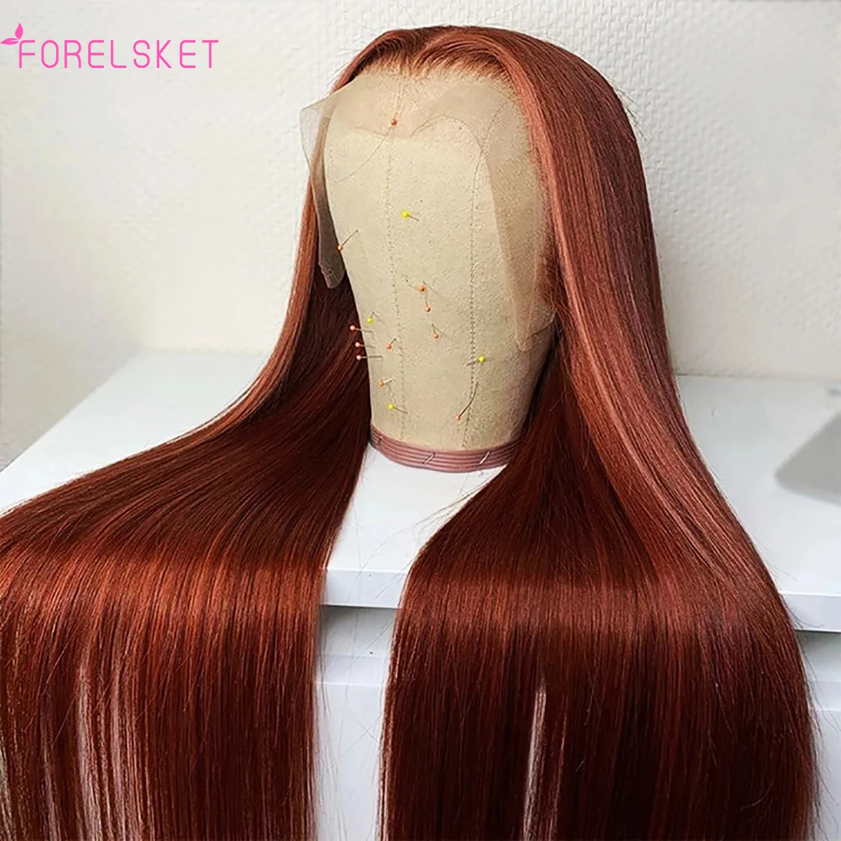 

13x4 HD Transparent Lace Front Wig Preplukced With Baby Hair 33#Human Hair Wig Reddish Brown Bone Straight Human Hair Wigs