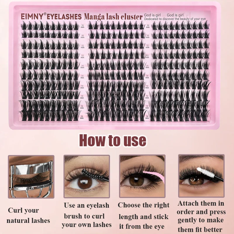 EIMNY 300 Stück Spiky Wheat Ear Falsche Wimpern Lazy Three-Step Little Devil 30-Reihen Großpackung Manga Wimpern-Set Festivalgeschenke – Detail 2