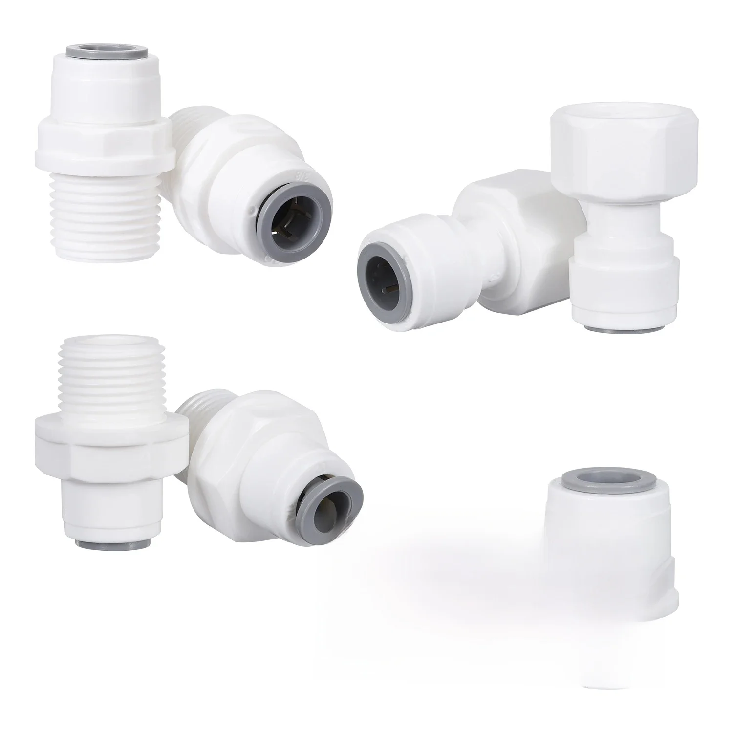 Tuyau de 1/4 pouces assorti à une filetage mâle/femelle de 3/8 pouces, raccords rapides RO droits pour systèmes d'osmose inverse, 10 pièces
