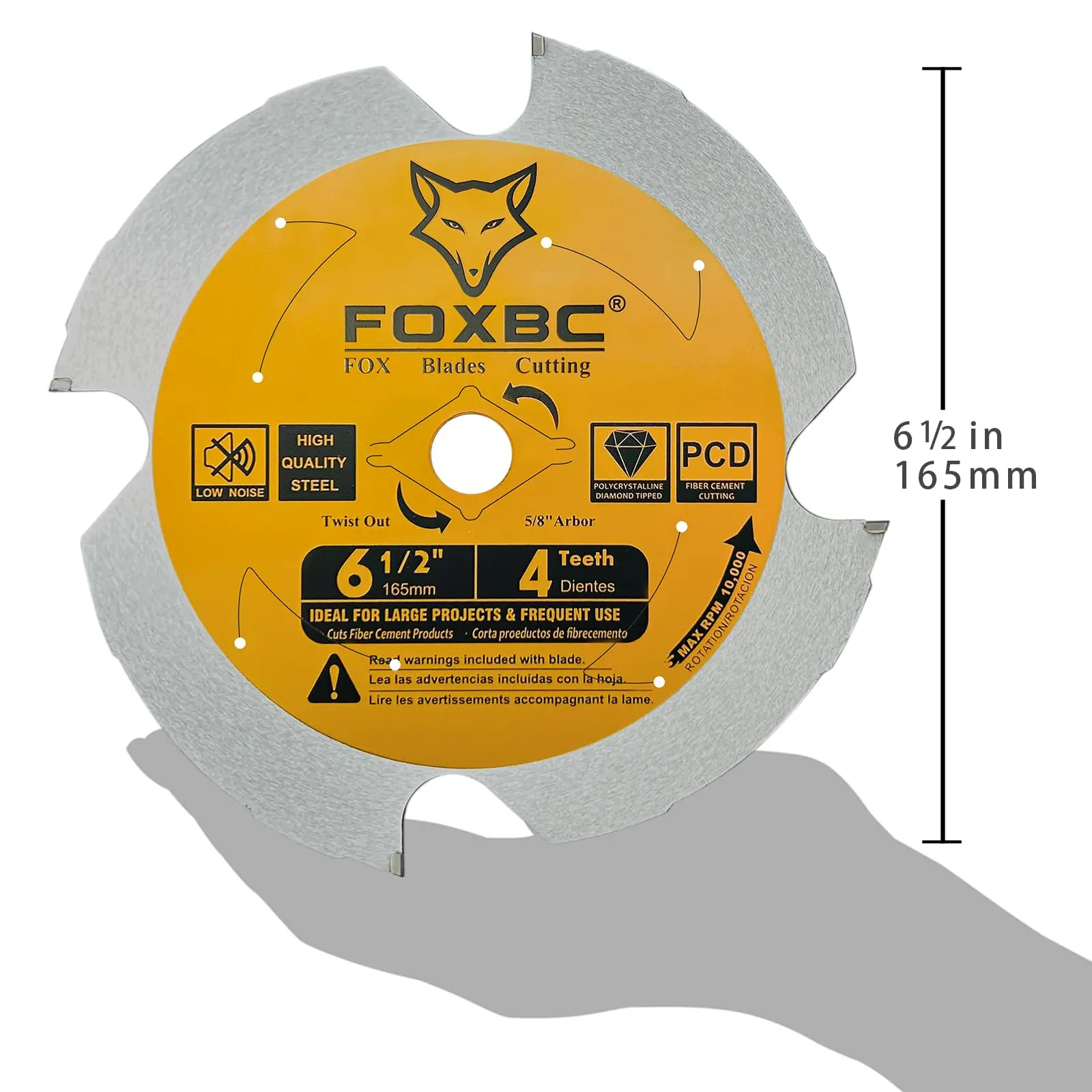 Foxbc-多結晶ダイヤモンドディーファイバーセメントソーブレード,165mm, 4歯,5/8 ",dmk aror,1個