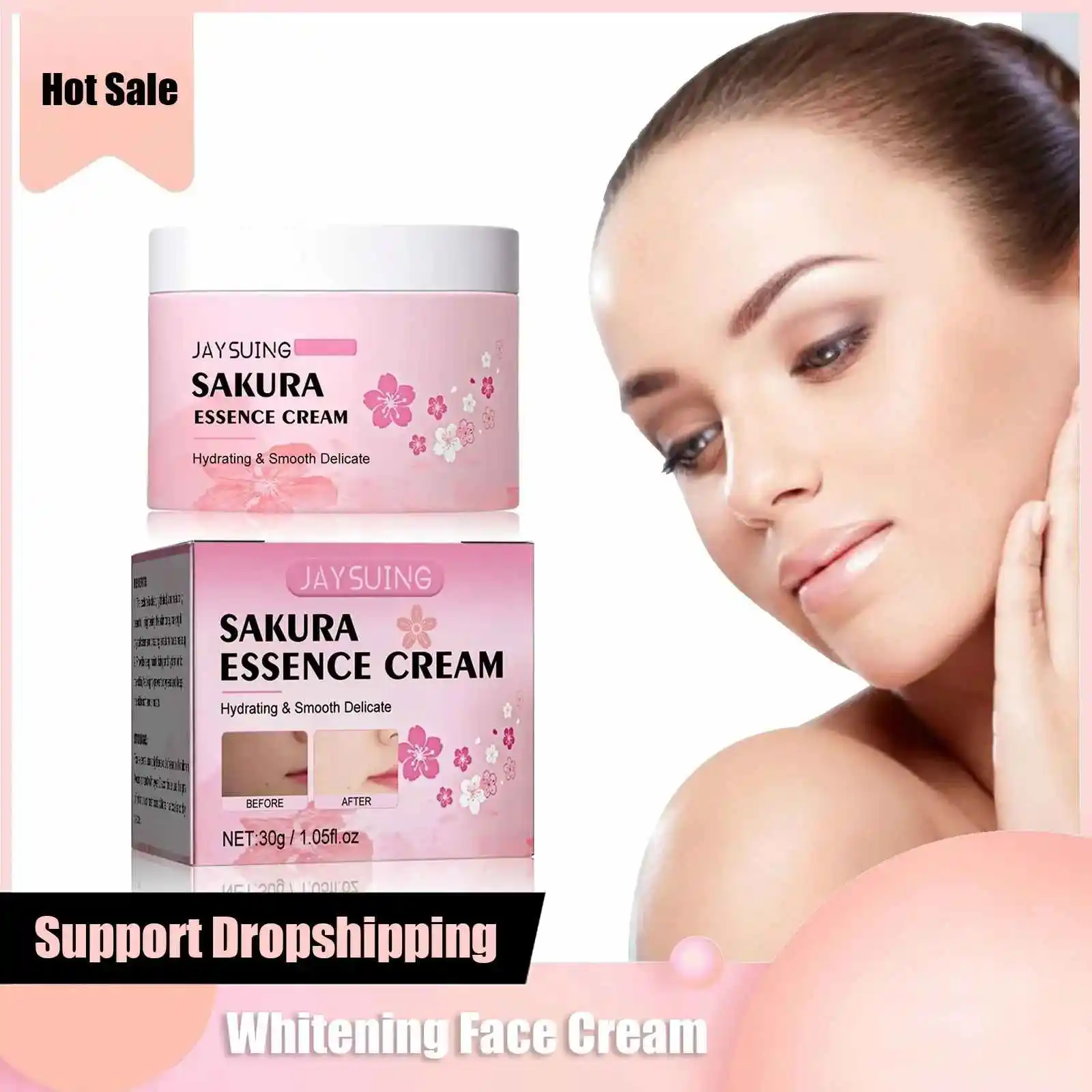 Sakura-crema facial esencia, nicotinamida antioxidante, líneas finas, hidratante, iluminadora, flor de cerezo, Wh, cuidado de la piel