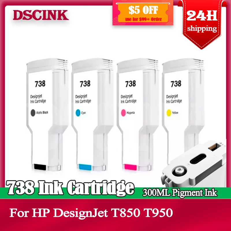 

300ML 738 Ink Cartridge Compatible For HP DesignJet T850 DesignJlet T950 With High Quality Pigment Ink With One Time Chip