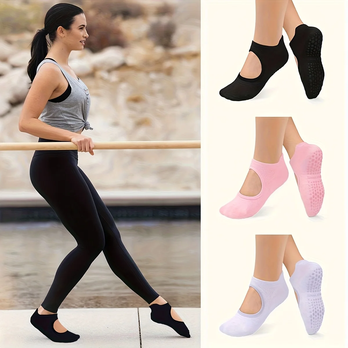 ノンスリップグリップ女性用靴下ヨガバレピラティスフィットネス - Medias Para Pilates Y Yoga のレビューと価格