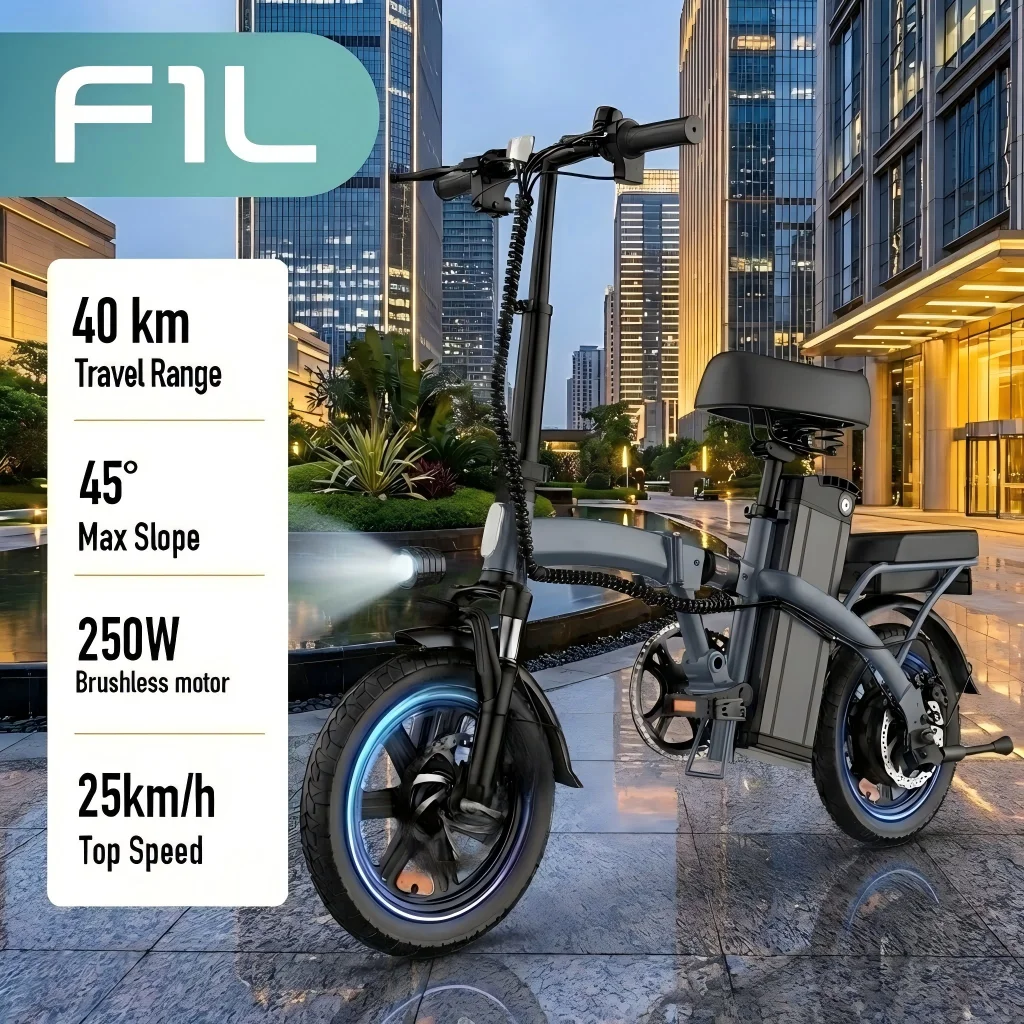 Urlife E-Bike 14 Inch Folding 250W 48V 7.5Ah Removable & Fast Charge Battery 40KM Range Hydraulic Front Suspension Dual Disc Brakes Naviga Electric Bicycle