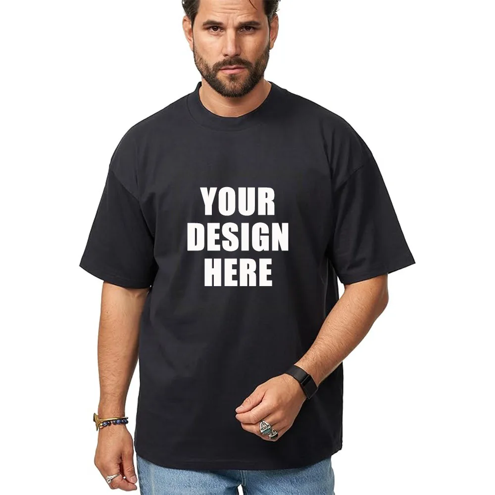 Combed Cotton Tees Tshirts Black Mens Solid Tops Woman Male Custom Team Uniform Class Clothes Summer Brand Customization