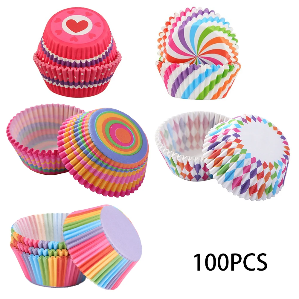 100Pcs Muffin Cupcake Paper Cups Cupcake Liner Baking Muffin Box Cup Case Party Tray Cake Decorating Tools Birthday Party Decor