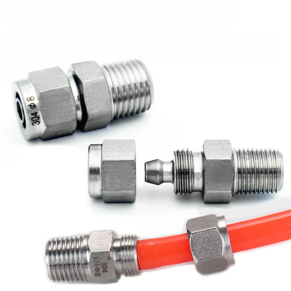 Joint pneumatique de tuyau de trachée en acier inoxydable 304SS, joint de serrage rapide, 1/8 '', 1'', 4 '', 3'', 8 '', 1/2 en effet, filetage externe BSP