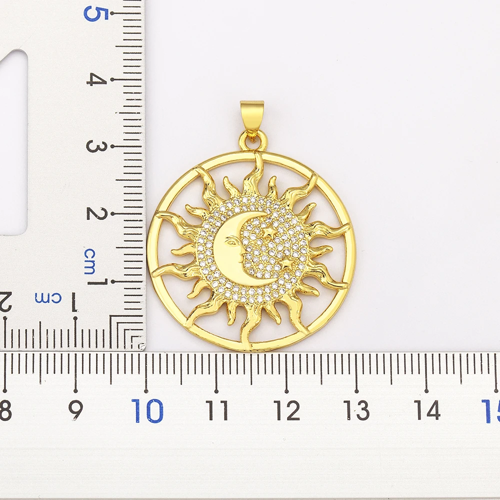 AIBEF Light Of Star And Moon Sun Shape Pendant Women Necklace Copper Zircon Western European Style Jewelry Popular Romantic Gift