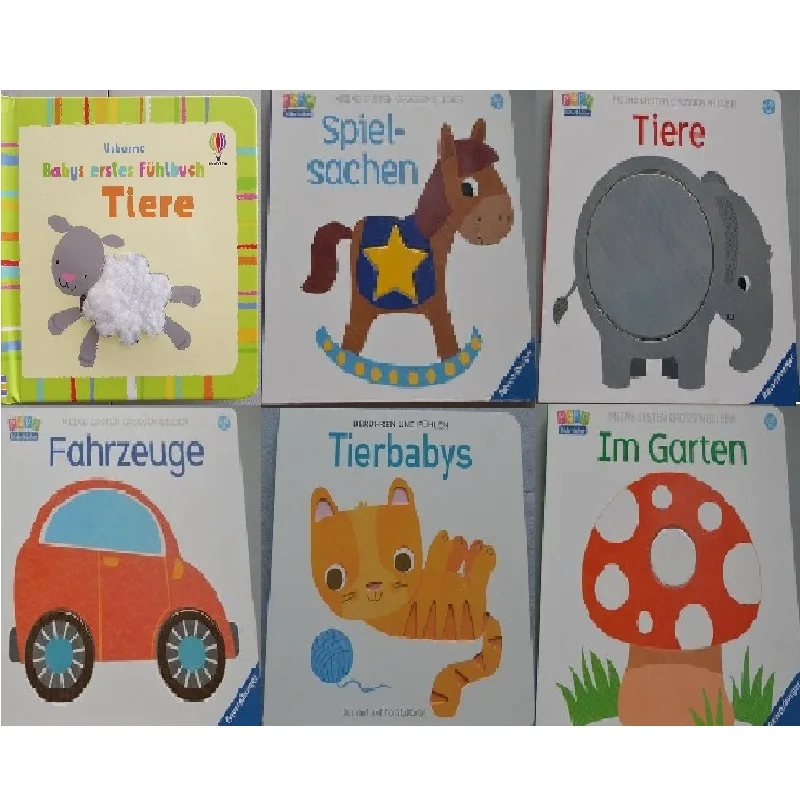 Age 0-3 Parent Child Kids German Book Early Education Cute Word Knowledge Interesting Picture Cardboard Reading Libros 3 Books