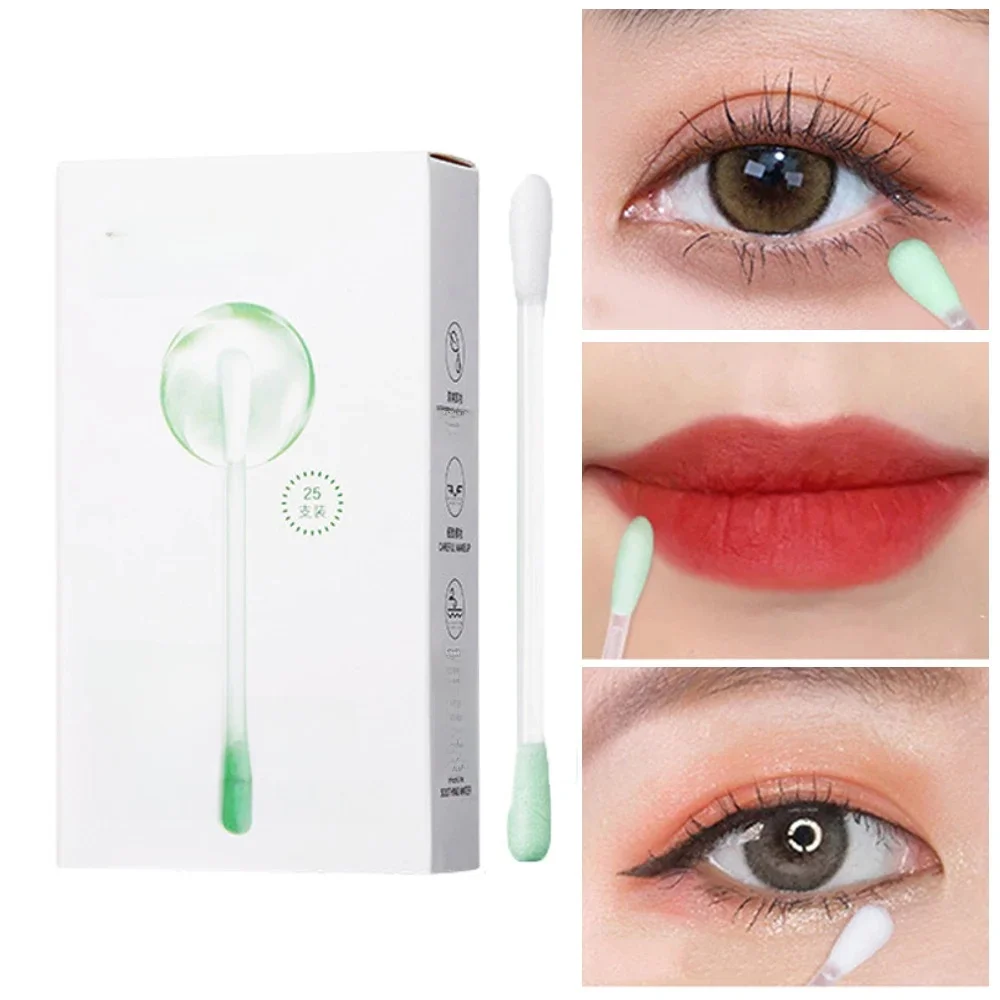 IkAllANT Coton-tige démaquillant - 25 pièces - Pré-empois avec un liquide nettoyant, pliable pour une utilisation instantanée, nettoyage de beauté,