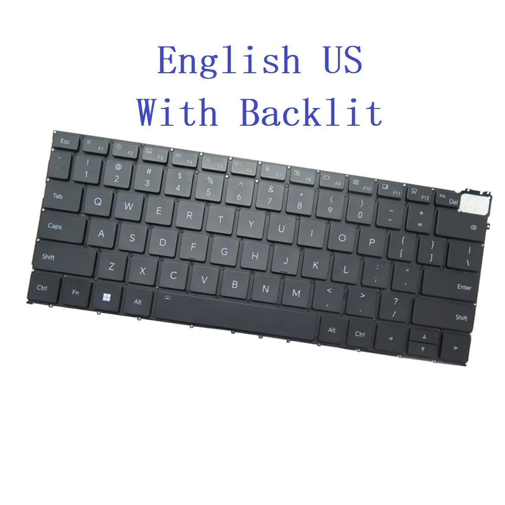 New US UK Laptop Frameless Keyboard For Honor For MagicBook X 14 KT0121A8ES62USA00 5506AACE 21A8B V210651BK2-UK With Backlit