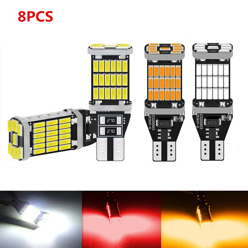 

2/4/8PCS Car Led Bulb T15 W16W 921 912 T16 T10 902 904 906 Canbus No Error Turn Signal Lights 12V Auto Reverse Backup Brake Lamp