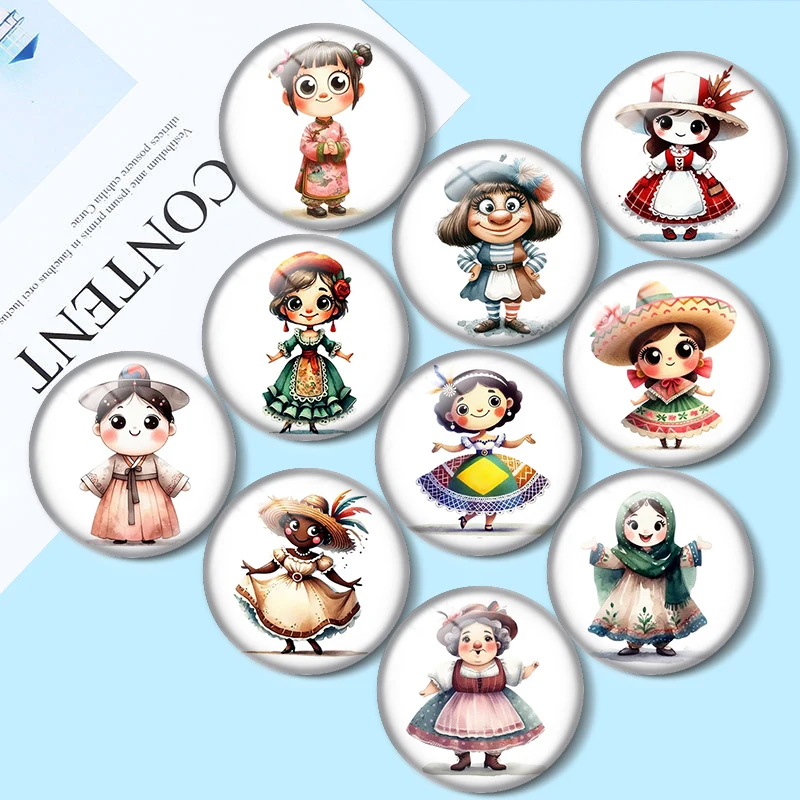 

Cultural Woman ClipArt 12mm/16mm/20mm/25mm/30mm demo flat back making mixed 10pcs Round photo glass cabochon findings