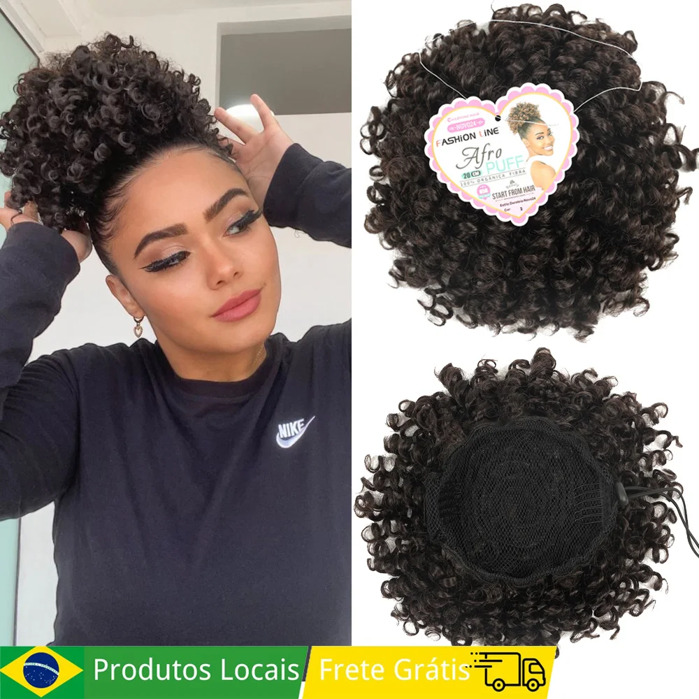 Afro Puff Rabo de Cavalo do Cordão Para Meninas e Mulheres Cabelo Encaracolado Rosquinha Chignon Uso Diário 