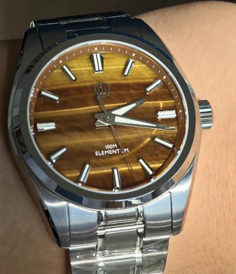 Watchdives WD0003D Quartz Watch VH31 Sweep Movement NEW Tiger Eye Stone Dial Luxury Watch 100m Waterproof Sapphire Men's Watch