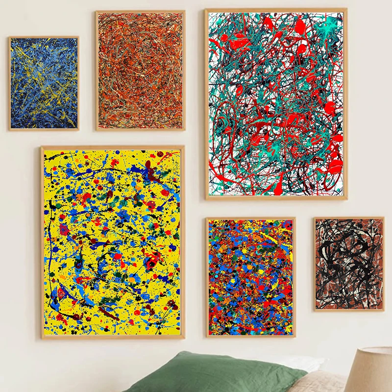 By Jackson Pollock Famous Artwork Canvas Painting Graffiti Abstract Wall Art For Living Room Home Decoration